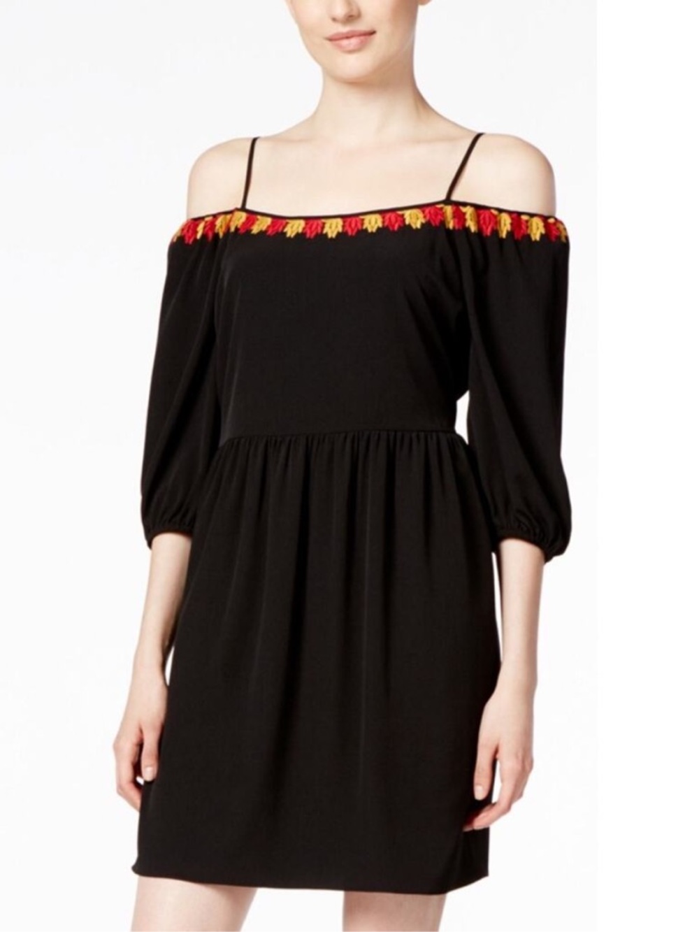NWOT CeCe black dress with embroidered collar Size 4